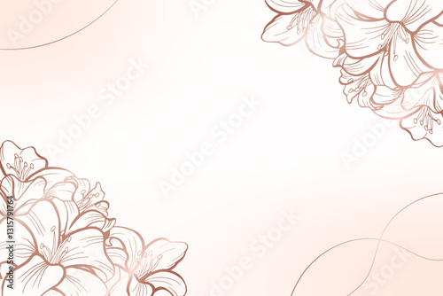 Lily floral background with rose gold luxury colors