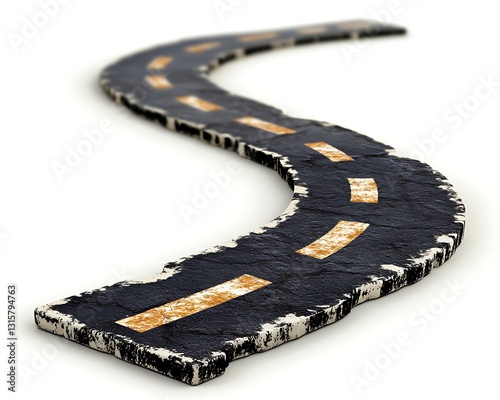 Winding road, isolated, white background