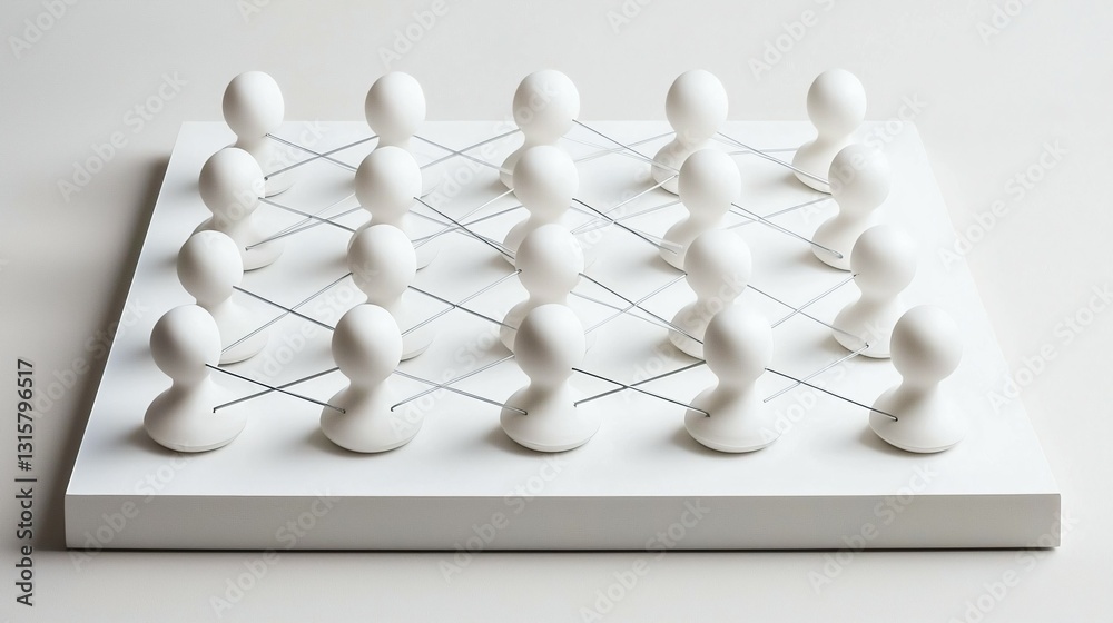 Obraz premium Interconnected Nodes in a Minimalist Design, Symbolizing Modern Connectivity and Integration