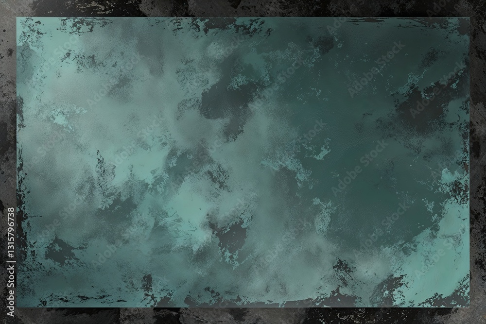 Fototapeta premium Muted Teal Background with Charcoal Border and Vintage Texture Design