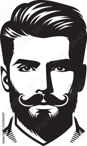 handsome man face with beard silhouette vector, handsome man face with beard vector illustration, handsome man face with beard logo vector, handsome man face with beard silhouette vector.
