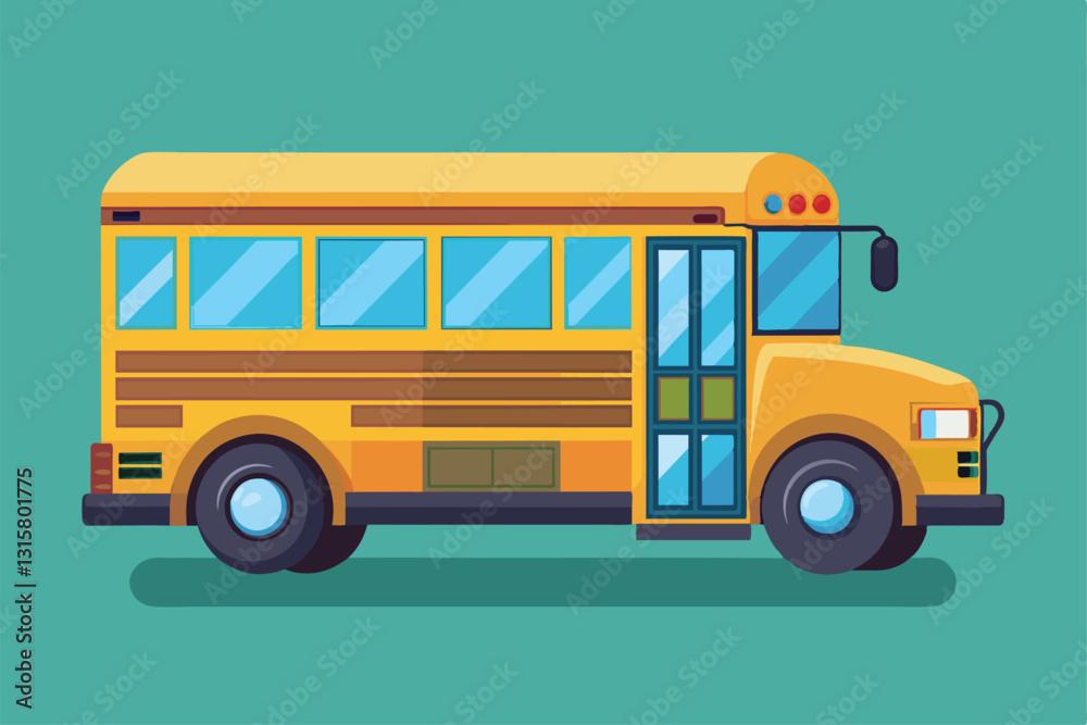This colorful illustration features a school bus, perfect for use in various educational materials and designs, School bus Customizable Semi Flat Illustration