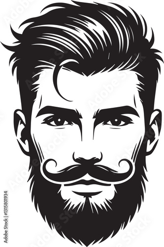 handsome man face with beard silhouette vector, handsome man face with beard vector illustration, handsome man face with beard logo vector, handsome man face with beard silhouette vector.
