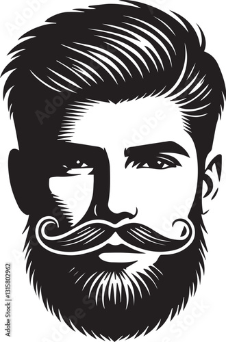 handsome man face with beard silhouette vector, handsome man face with beard vector illustration, handsome man face with beard logo vector, handsome man face with beard silhouette vector.