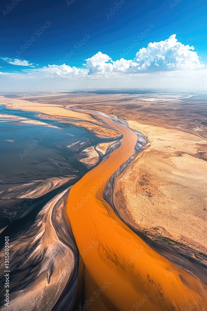 Fototapeta premium Aerial view of the huge river