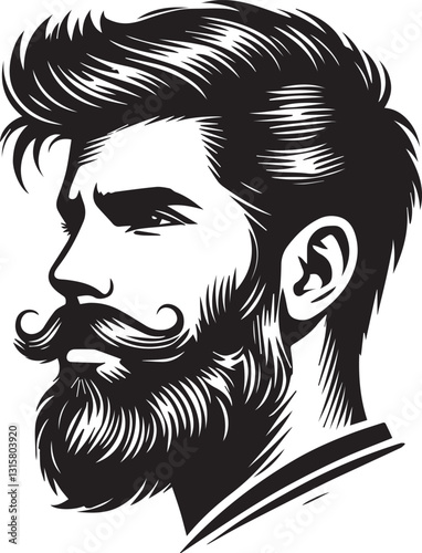 handsome man face with beard silhouette vector, handsome man face with beard vector illustration, handsome man face with beard logo vector, handsome man face with beard silhouette vector.