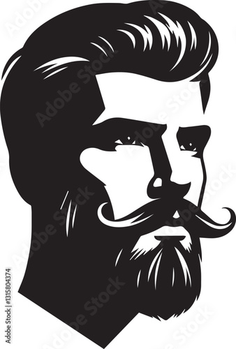 handsome man face with beard silhouette vector, handsome man face with beard vector illustration, handsome man face with beard logo vector, handsome man face with beard silhouette vector.