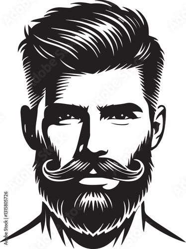 handsome man face with beard silhouette vector, handsome man face with beard vector illustration, handsome man face with beard logo vector, handsome man face with beard silhouette vector.