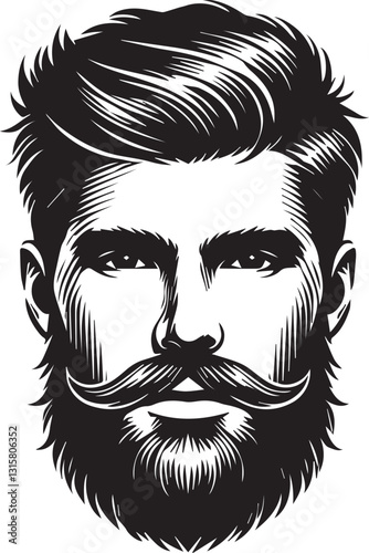 handsome man face with beard silhouette vector, handsome man face with beard vector illustration, handsome man face with beard logo vector, handsome man face with beard silhouette vector.