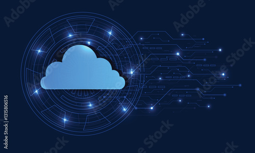 Abstract datacenter, network system. Web hosting vector banner. Cloud computing, media server. Futuristic Hosting server