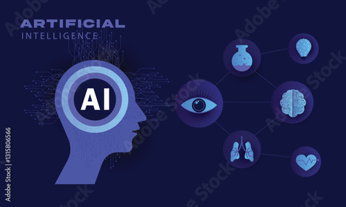 Artificial intelligence healthcare abstract background. Futuristic technology medical