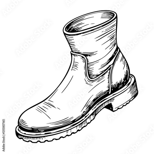 Vintage Sketch of a Stylish Boot  