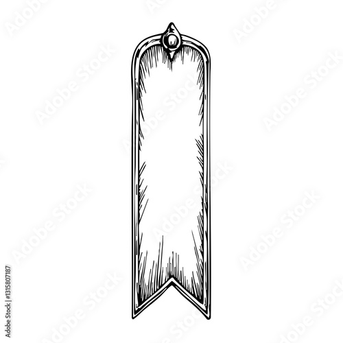 vintage bookmark sketch illustration on a blank white background  
