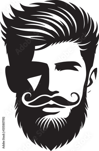 handsome man face with beard silhouette vector, handsome man face with beard vector illustration, handsome man face with beard logo vector, handsome man face with beard silhouette vector.