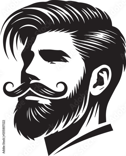 handsome man face with beard silhouette vector, handsome man face with beard vector illustration, handsome man face with beard logo vector, handsome man face with beard silhouette vector.