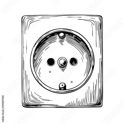 Vintage socket sketch illustration on white background  