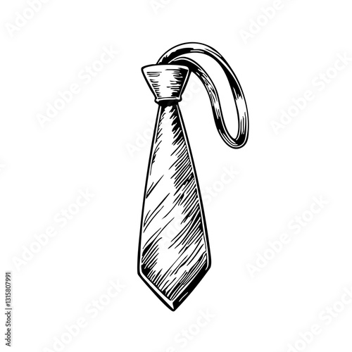 Vintage sketch of a stylish tie on a hanger  