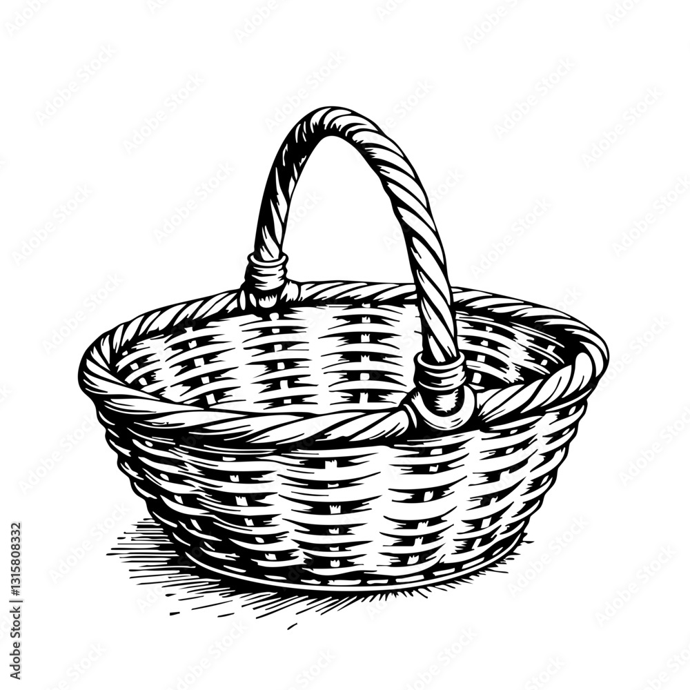 Fototapeta premium Vintage sketch of a woven basket 