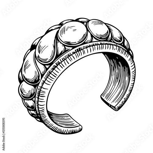 Vintage sketch of a decorative bracelet in detailed line art  