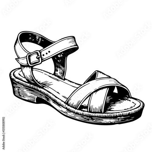 Vintage sketch of a sandal shoe  