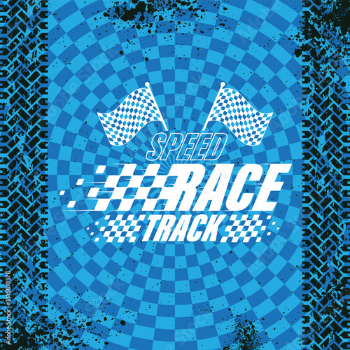 Tire track grunge blue racing