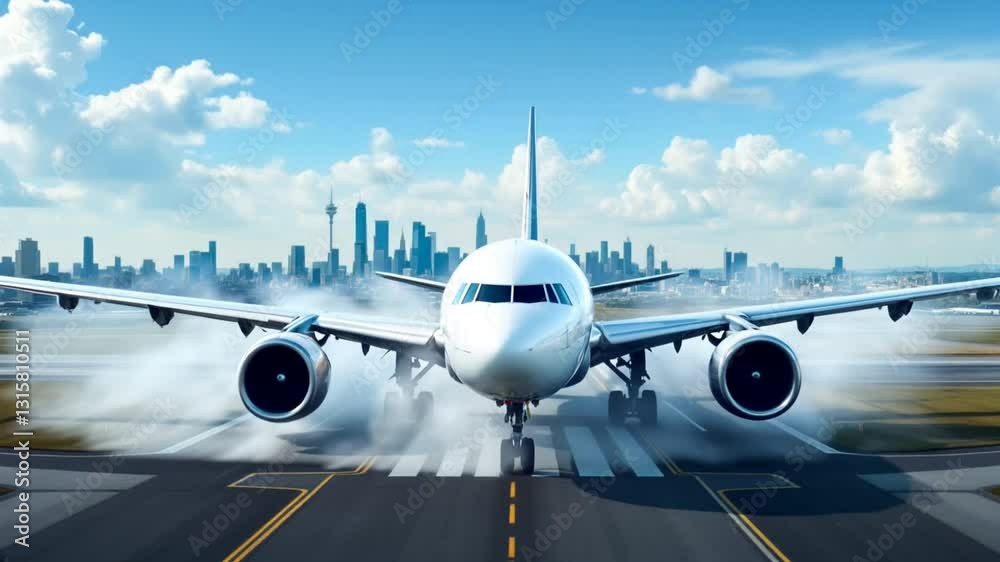 A plane on a runway