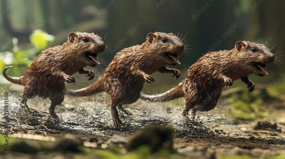 Fototapeta premium First mammals emerging in a post dinosaur world a new era beginning