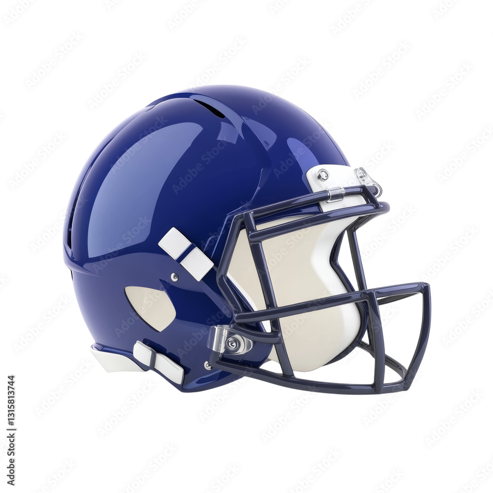 Naklejka premium Blue American Football Helmet Side View Design Isolated on transparent background