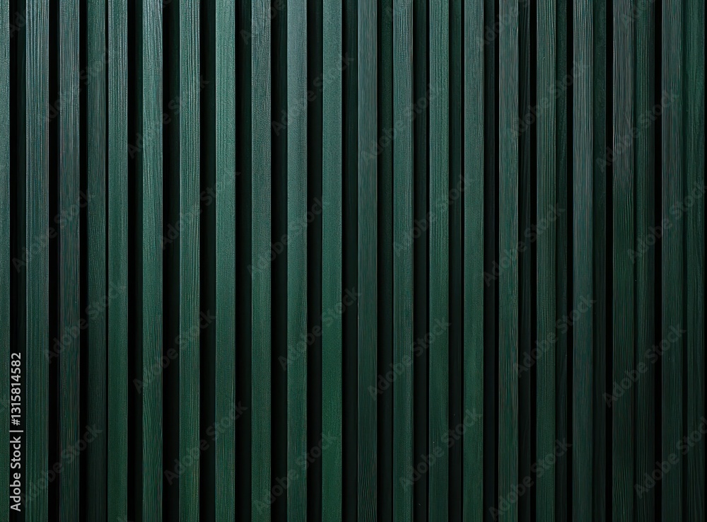 Obraz premium Elegant vertical wooden slats in forest green, creating a lush and luxurious atmosphere.