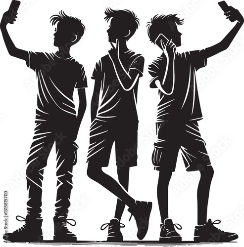 Group of Friends man silhouette vector, Group of Friends Walking Together vector illustration, Group of Friends man logo vector, Group of Friends silhouette vector black and white