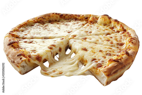 Pizza Slice with Cheese Pull Isolated on Transparent Background photo
