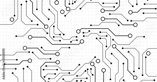 Circuit board technology background with hi-tech digital data connection system and computer electronic design.