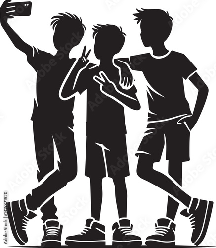 Group of Friends man silhouette vector, Group of Friends Walking Together vector illustration, Group of Friends man logo vector, Group of Friends silhouette vector black and white