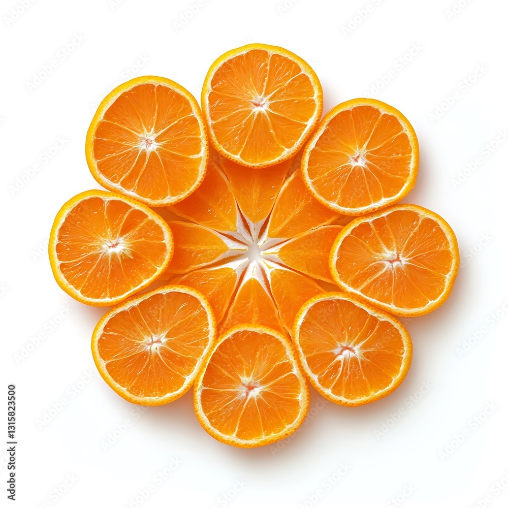 Sliced Oranges Arranged Beautifully in a Circular Pattern Sliced Oranges Arranged Beautifully in a Circular Pattern