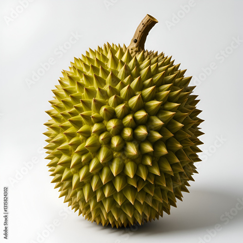 Durian, or durione or jackfruit. large exotic green and yellow fruit with spikes, the most malodorous fruit. smelly food photo