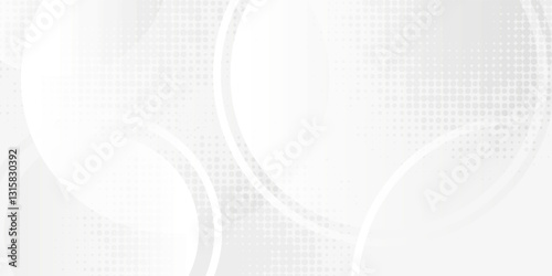 Wallpaper Mural Abstract geometric white background in the form of circles overlapping with layers on a bright space with dot effect decoration. Modern graphic design elements in the form of circles Torontodigital.ca
