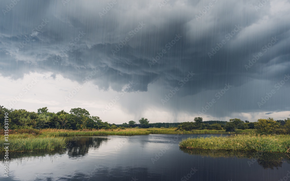 January blues, Storm Clouds Over Calm River January blues, Storm Clouds Over Calm River