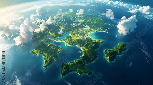 Aerial View of Lush Tropical Archipelago: An Island Paradise