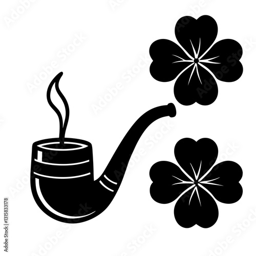St Patrick Day Pipe Tobacco Clipart Black and White