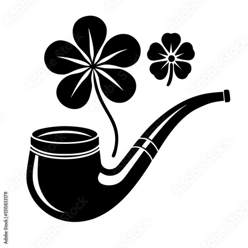 St Patrick Day Pipe Tobacco Clipart Black and White