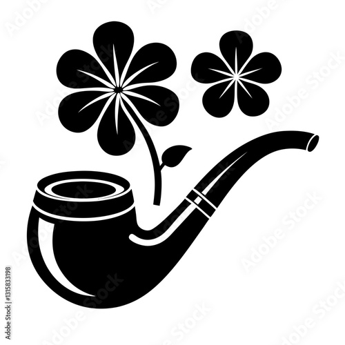 St Patrick Day Pipe Tobacco Clipart Black and White