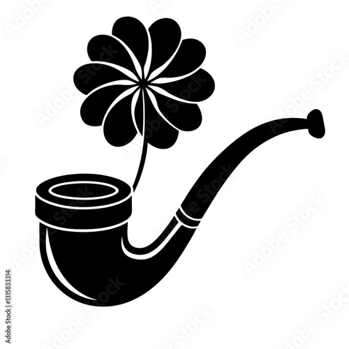 St Patrick Day Pipe Tobacco Clipart Black and White