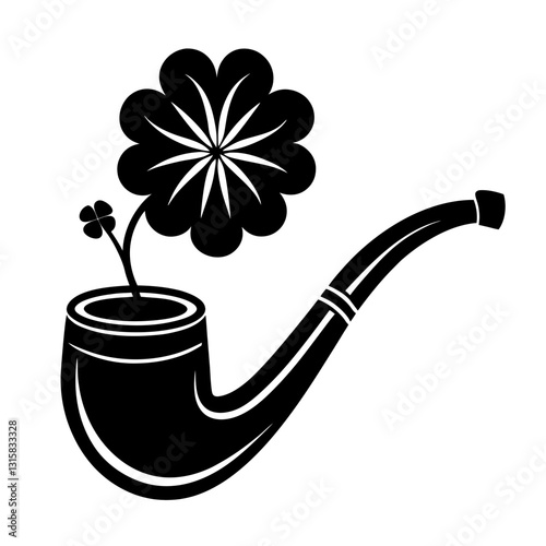 St Patrick Day Pipe Tobacco Clipart Black and White