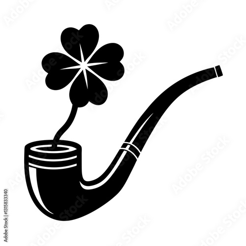 St Patrick Day Pipe Tobacco Clipart Black and White