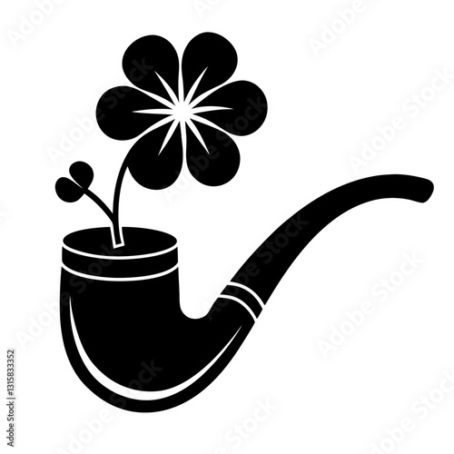 St Patrick Day Pipe Tobacco Clipart Black and White