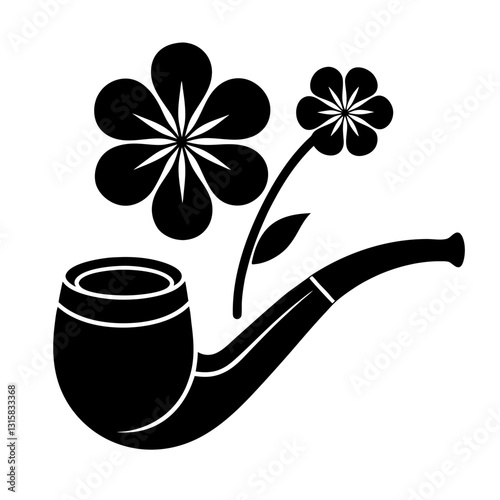 St Patrick Day Pipe Tobacco Clipart Black and White