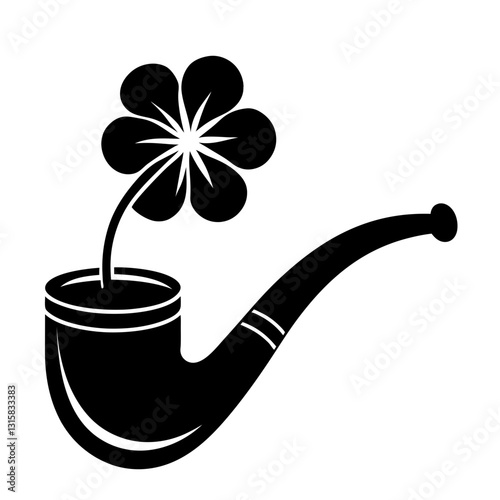 St Patrick Day Pipe Tobacco Clipart Black and White