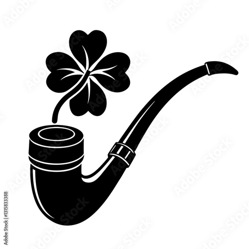 St Patrick Day Pipe Tobacco Clipart Black and White