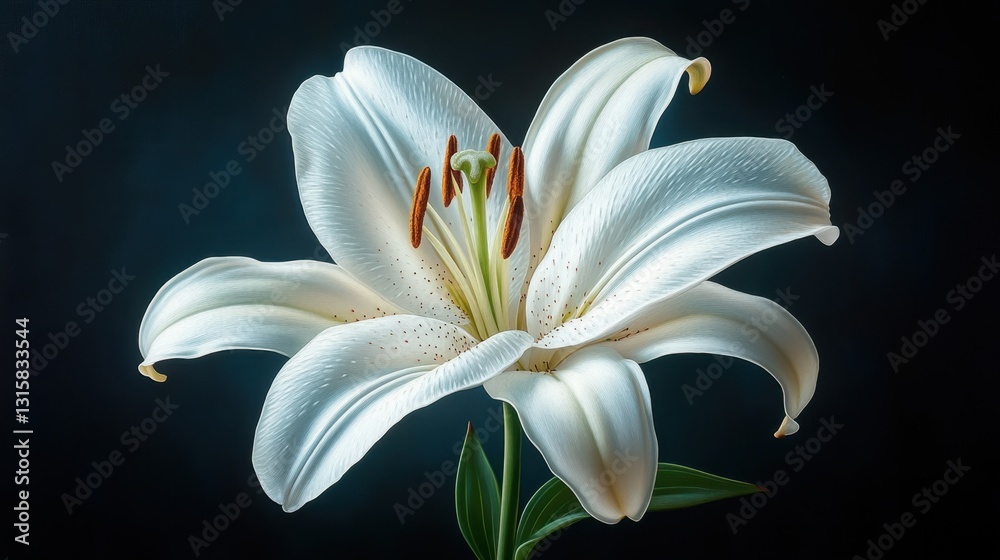 A close-up of a white lily with delicate petals unfolding, soft shadows, ultra-realistic A close-up of a white lily with delicate petals unfolding, soft shadows, ultra-realistic