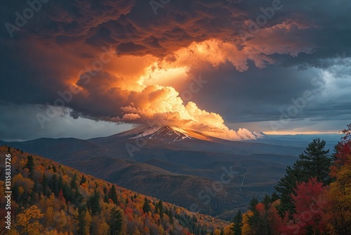 Stunning Cloud Break Reveals Vibrant Fall Colors During Rainstorm Over Mt Timpanogas photo